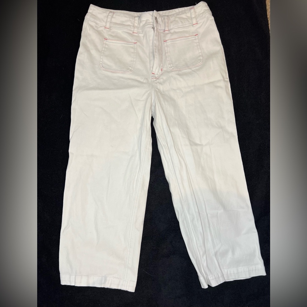 White straight leg pants